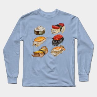 Sushi Otter Watercolor Long Sleeve T-Shirt